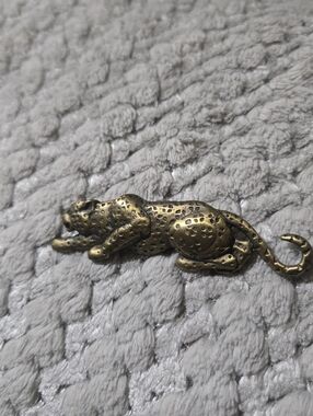 Brass Leopard Figurine - Antique Gold Decorative Accent